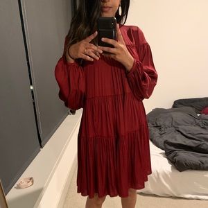 Banana Republic Satin Tiered Mini Dress